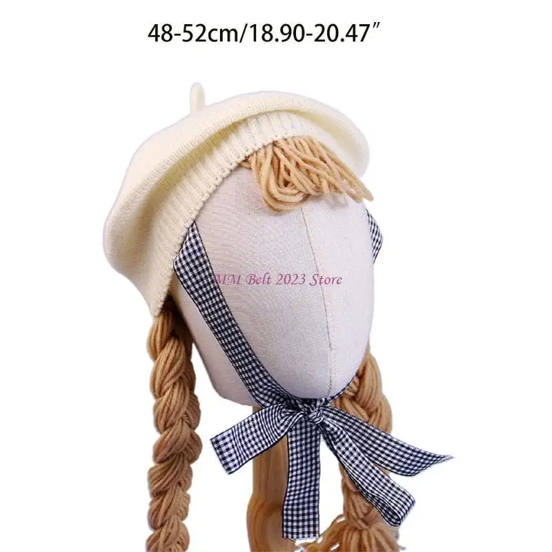 49ME شعر مستعار تأثيري قبعة قبعة قبعة ل ث/ضفائر شعر الصوف حجم عالمي لفتاة بنين زي حفلة التصوير الدعائم الشتاء #6