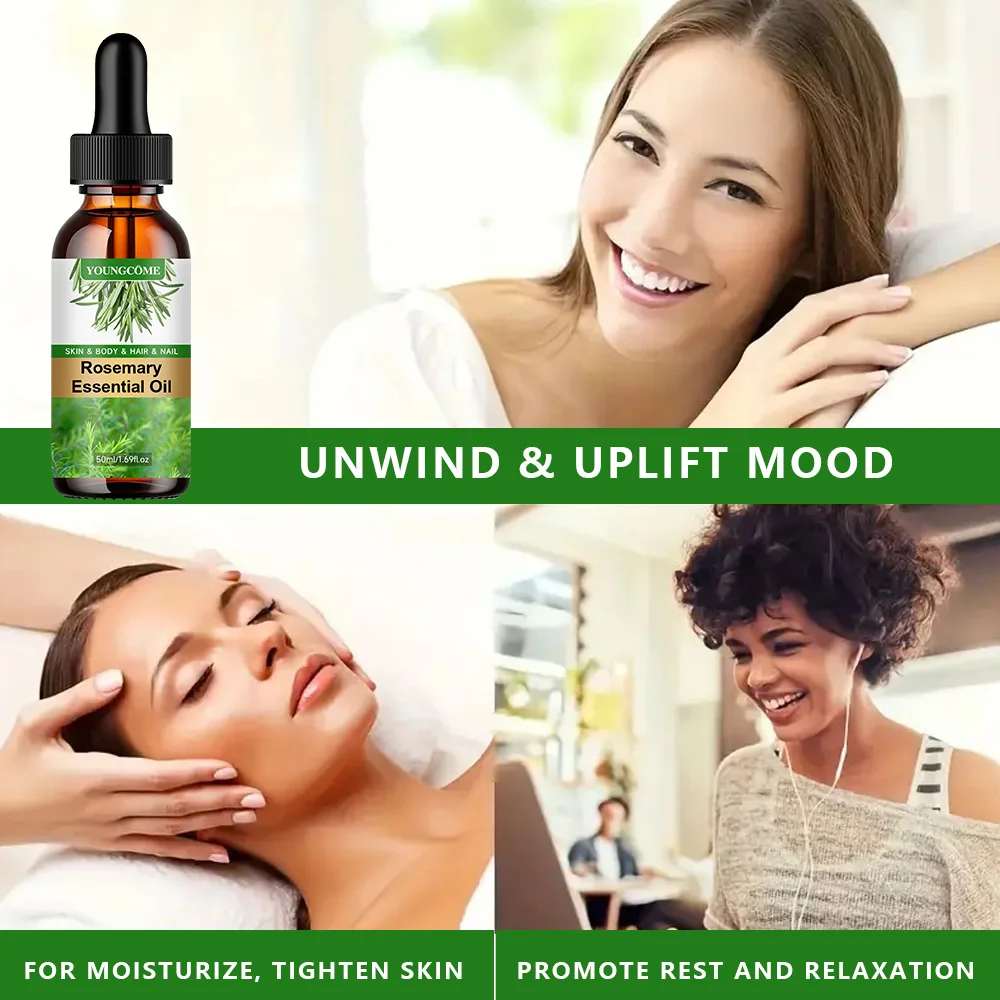 Oli essenziali per la crescita dei capelli con olio essenziale di rosmarino 30ML/50ML Oli essenziali per capelli naturali puri per nutrire i capelli lucenti Cura sana dei capelli