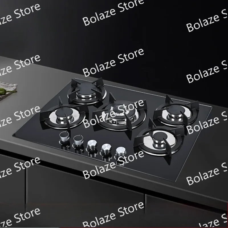 Tempered glass five-head gas stove embedded natural liquefied gas stove