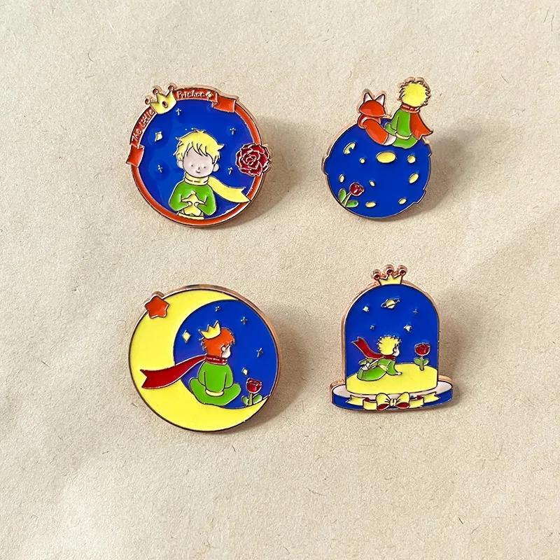 4 Pcs/set The Little Prince Cartoon Anime Enamel Pins Denim Jacket Pin Ladies Brooch Boys Punk Shirt Badge Hat Pin Gift Friends