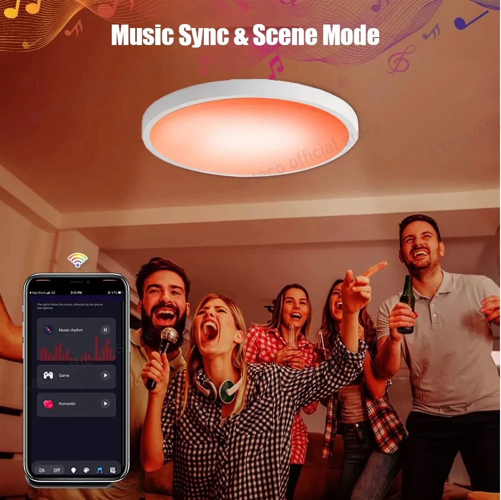 24W 40W Bluetooth/Wifi/Zigbee Smart Ceiling Led Lights RGB Tuya APP Control Ceiling Lamp For Bedroom Home Decor Works With Alexa