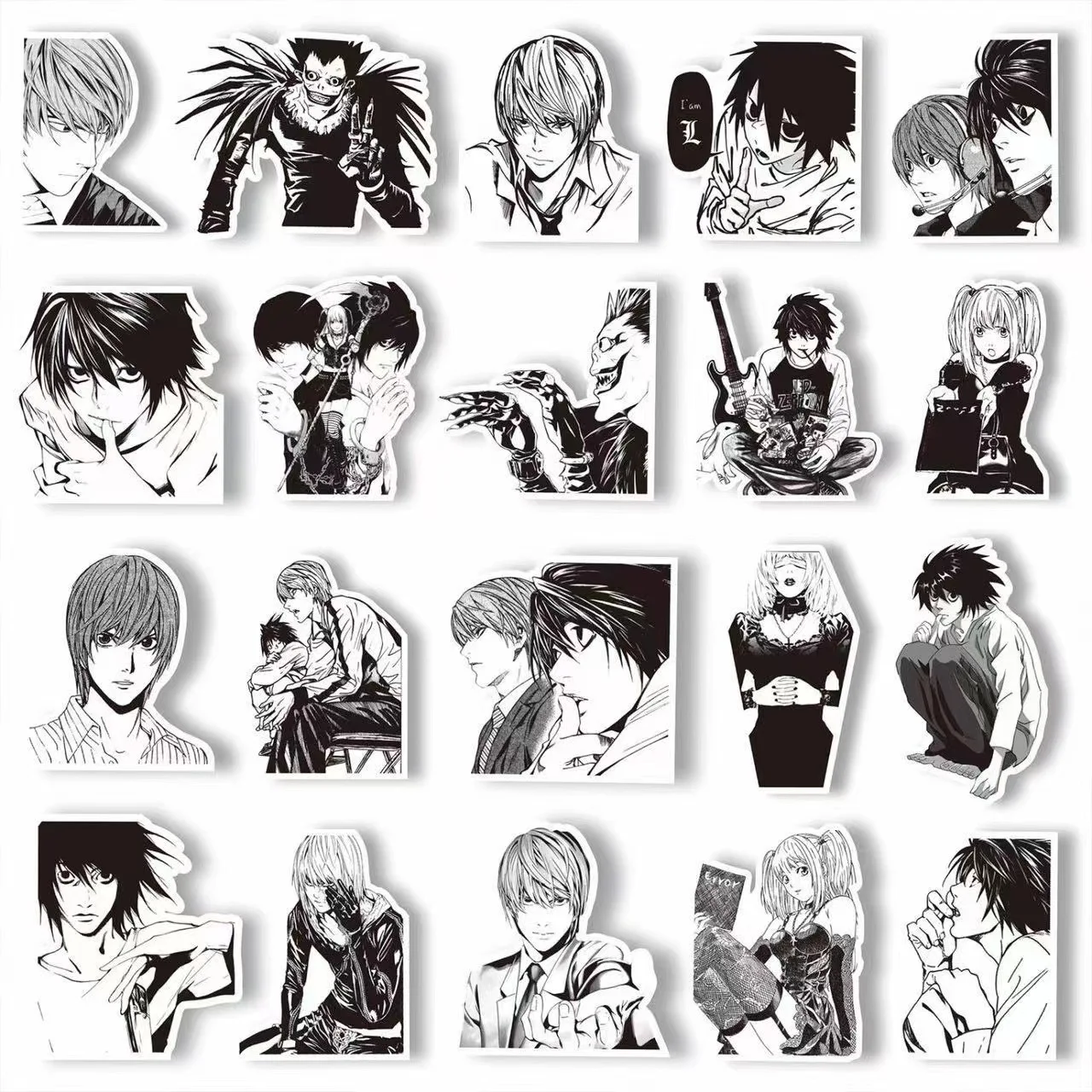 60PCS Anime Death Note Stickers Black White Decals Decoration DIY Scrapbook Luggage Laptop Bike Suitcase Car Graffiti Toys