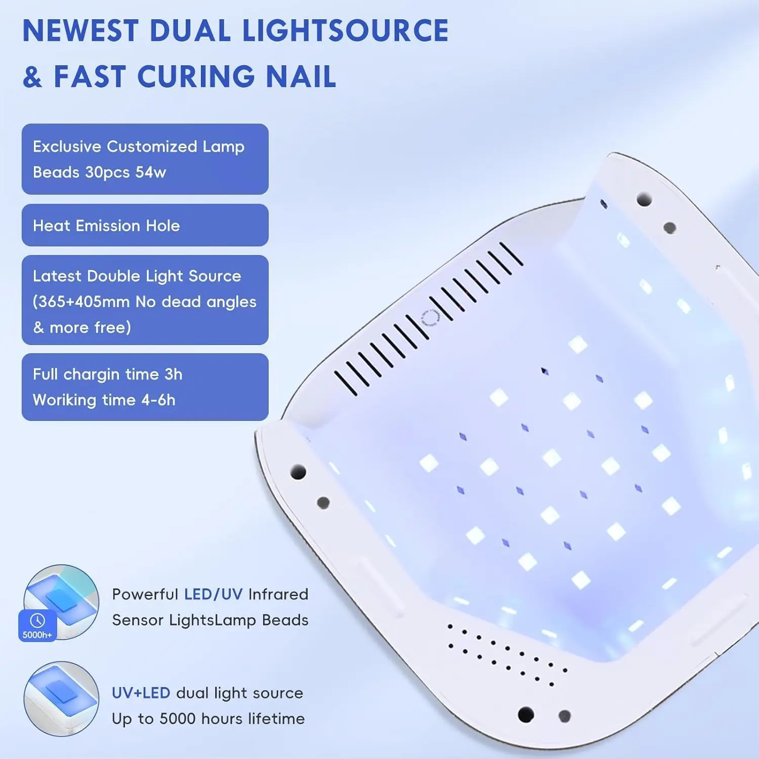مصباح أظافر LED بالأشعة فوق البنفسجية مع قفازات للأشعة فوق البنفسجية، قاعدة مرآة مغناطيسية، مجفف جل لاسلكي، 4 مؤقتات، تحكم باللمس، مستشعر تلقائي للصالون والمنزل