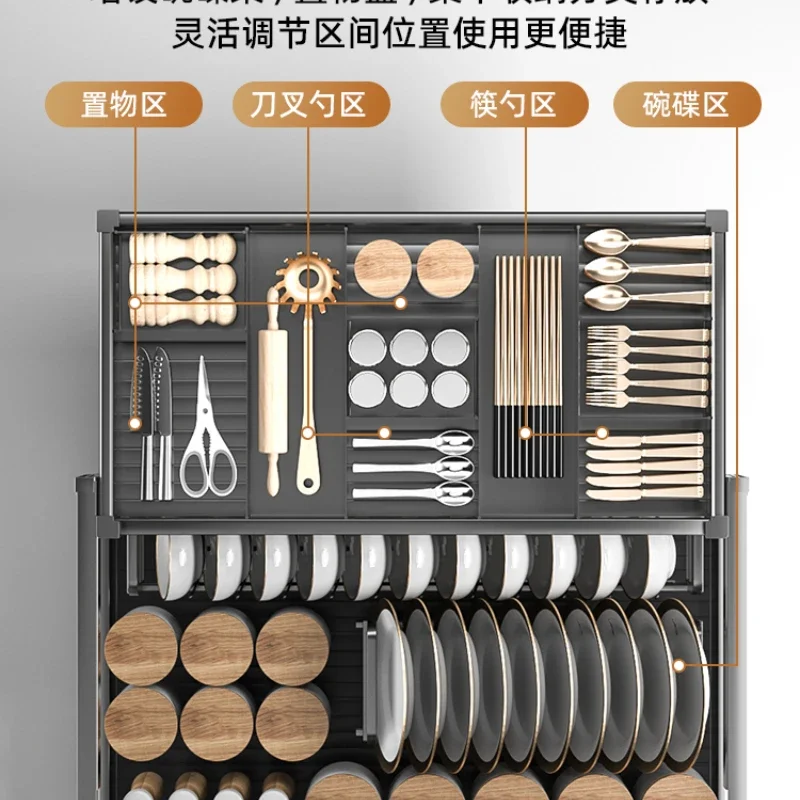 

Double-Layer House Dish Rack Aluminum Alloy Drawer Kitchen Cabinet Bowl Dish Seasoning Blue