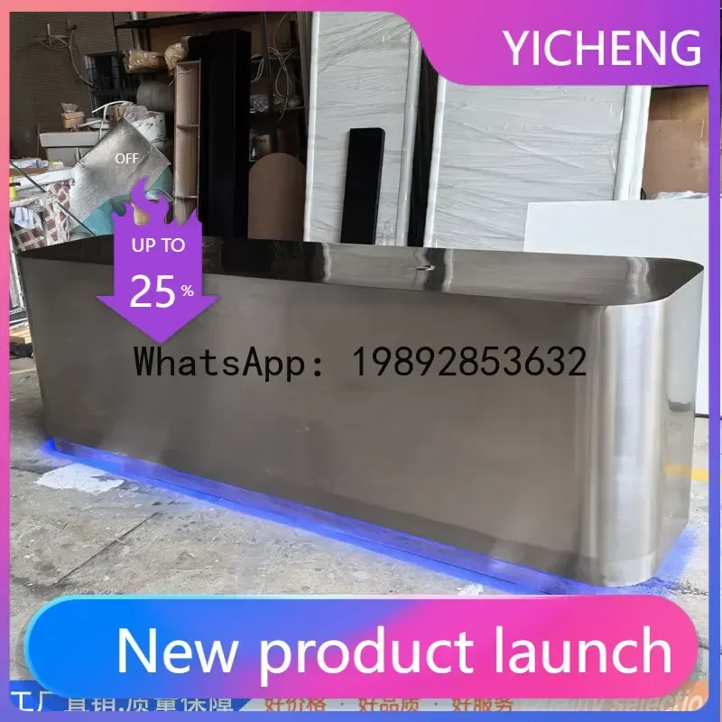 

Custom Stainless Steel Bar Counter Clothing Store Cashier Desk Beauty Salon Hair Salon Front Desk Reception Desk