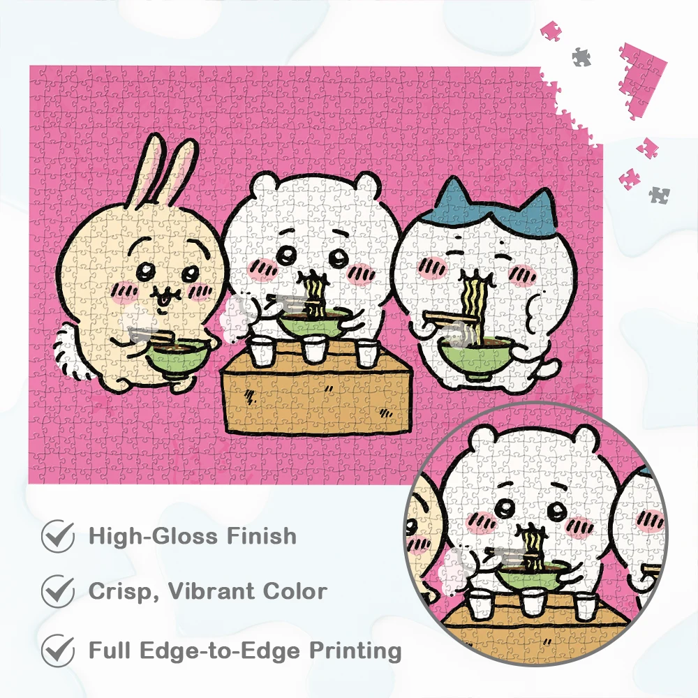 친구와 함께 치이카와 직소 퍼즐 만화 산리오 캐릭터 국수 먹기 대형 성인 직소 독특한 디자인 재미있는 가족 게임 퍼즐