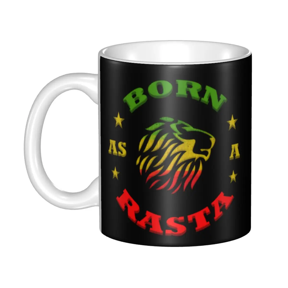 Personalized Born As A Rasta Coffee Mugs DIY Rastafarian Ceramic Milk Tea Cup Outdoor Work Camping Beer Mug