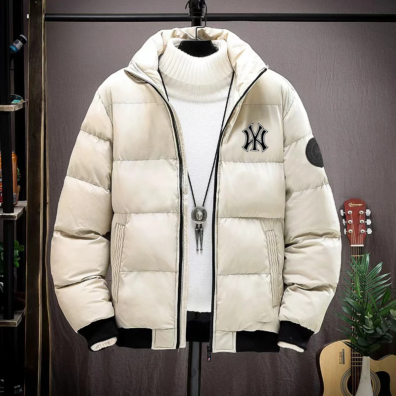 Men's Casual Quilted Cotton Jacket Winter Warm Heavy Stand Collar Zip Up Urban Streetwear New Arrival Versatile