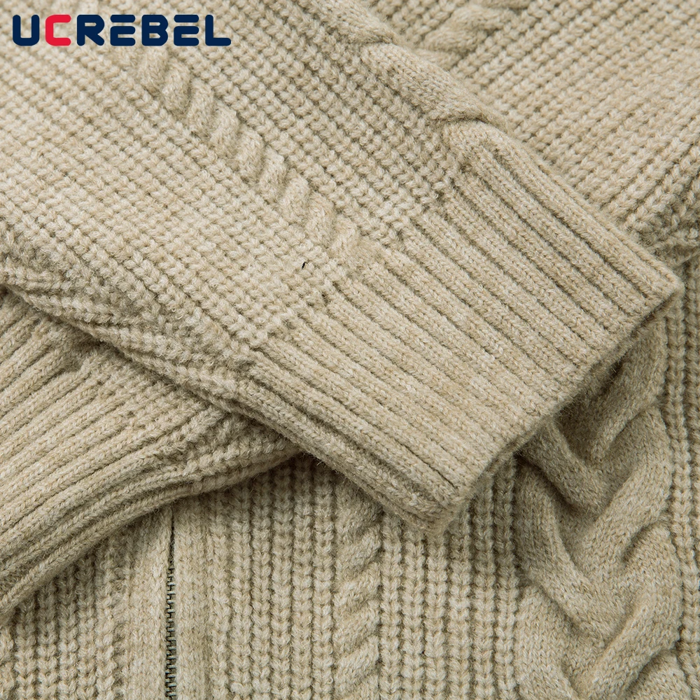 เสื้อสเวตเตอร์คอปกสไตล์เรโทรสำหรับผู้ชาย ฤดูใบไม้ร่วง ฤดูหนาว สไตล์ไฮสตรีท ทรงหลวม แขนยาว ถักนิตติ้ง เสื้อคลุมสำหรับผู้ชาย