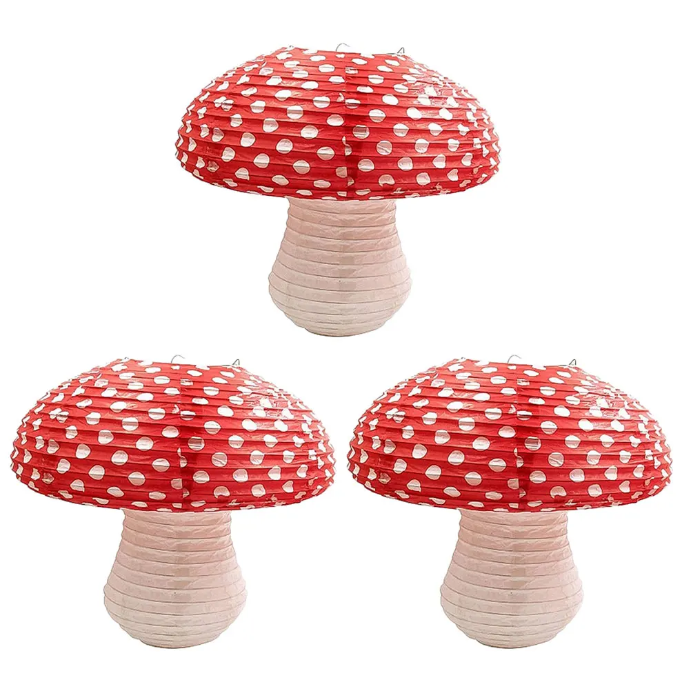 

3 Pcs Mushroom Paper Lantern Tree Decoration Lanterns Outdoor Birthday Party Decorations for Iron Shaped Ceiling