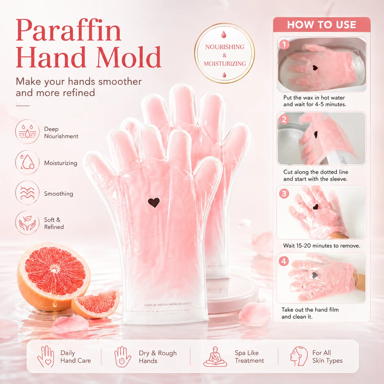 Paraffin Wax Gloves Socks Set for Hands Feet At-Home Spa Skin Healing Softening Mask Easy to Use Precise Care for Hands and Feet Smooth Hand and Foot Experience Paraffin Mask Hand and Foot Mask