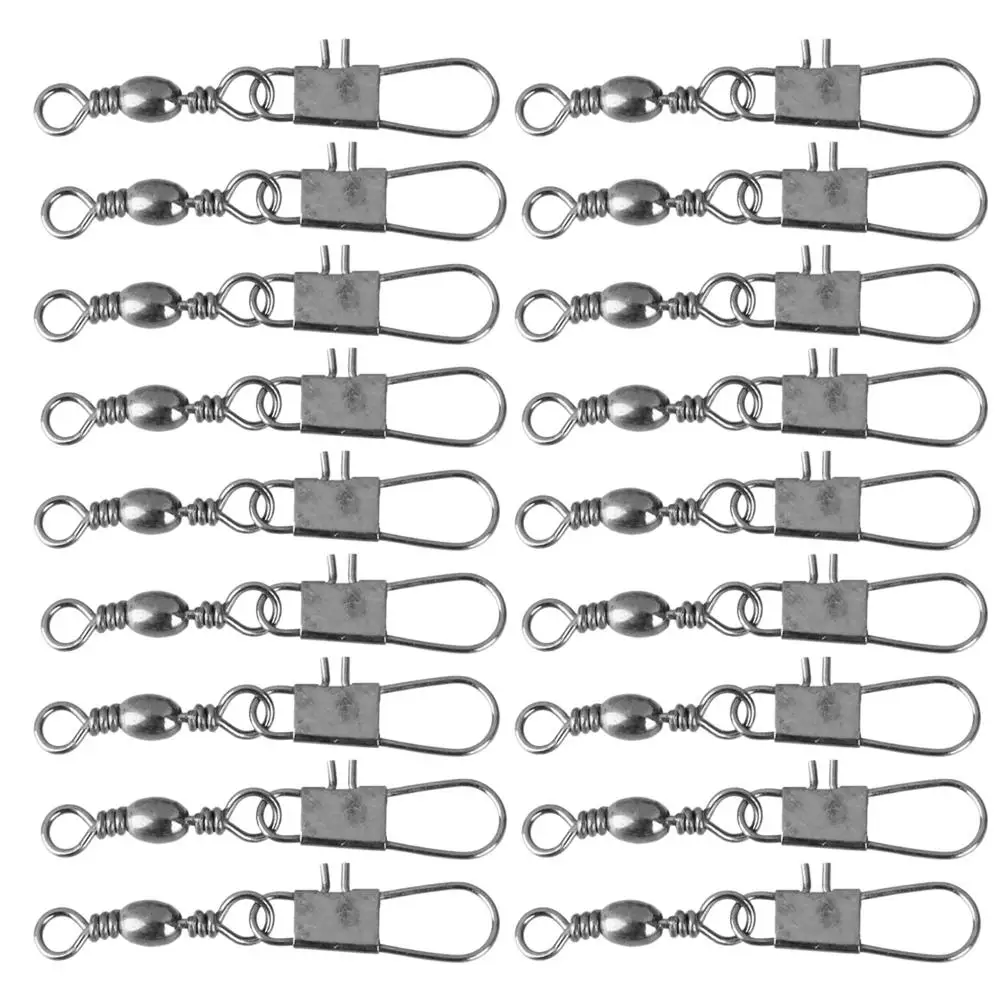 

100pcs Hard Metal Fishing Barrel Swivel Snap Connector Size 16 Smooth Rotation Link Ring Pin Hook Suitable Various Methods