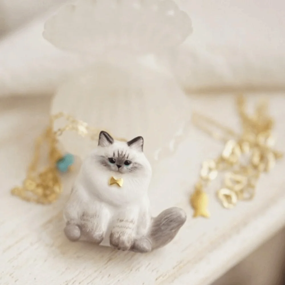 Fashion Copper Cat Pendant Necklace Cat Stainless Steel Animal Necklace Color Preserved Stainless Steel Necklace Women Gift