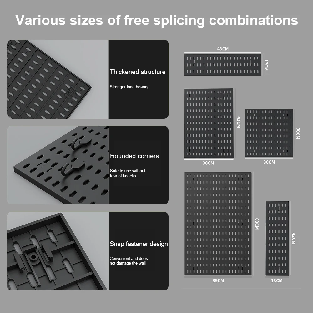 Pegboard Wall Panel No-Punch Hole Board Wall-Mounted Storage Rack Peg Board for Study Room Living Room Gaming Room
