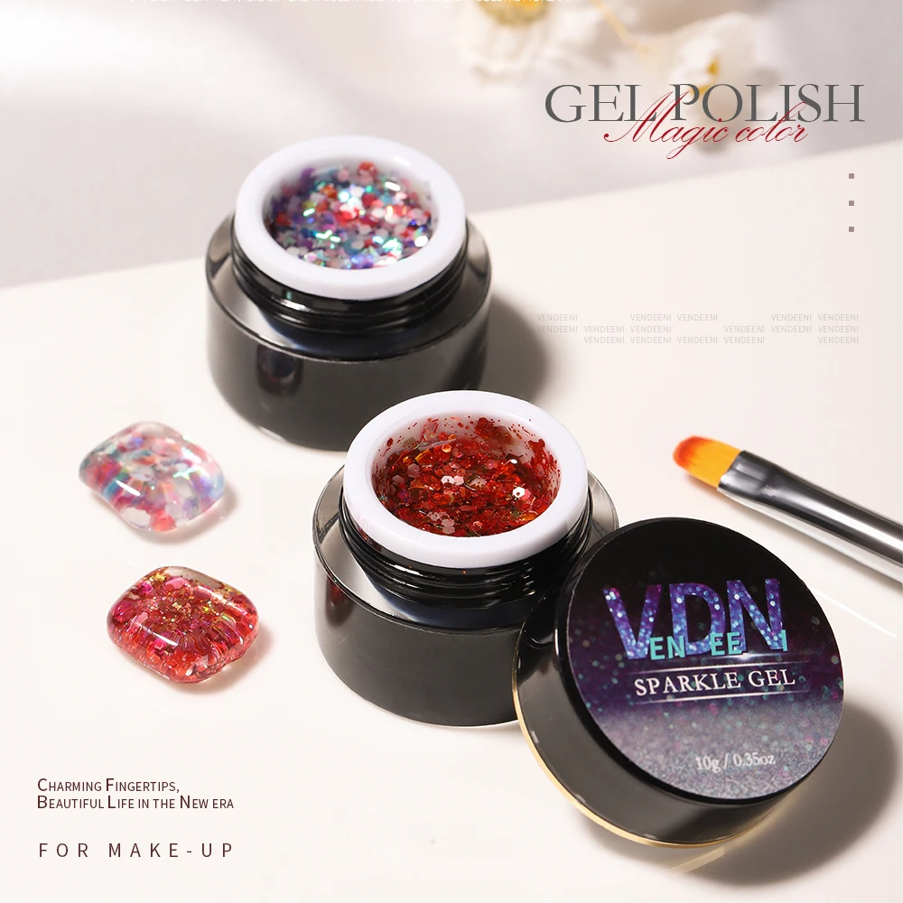 Vendeeni 36 Color Sparkle Gel Nail Polish Hybrid Shiny Sequin Gel Lacquer Glitter Sparkle Varnish For Manicure NailArt 15ml SN97