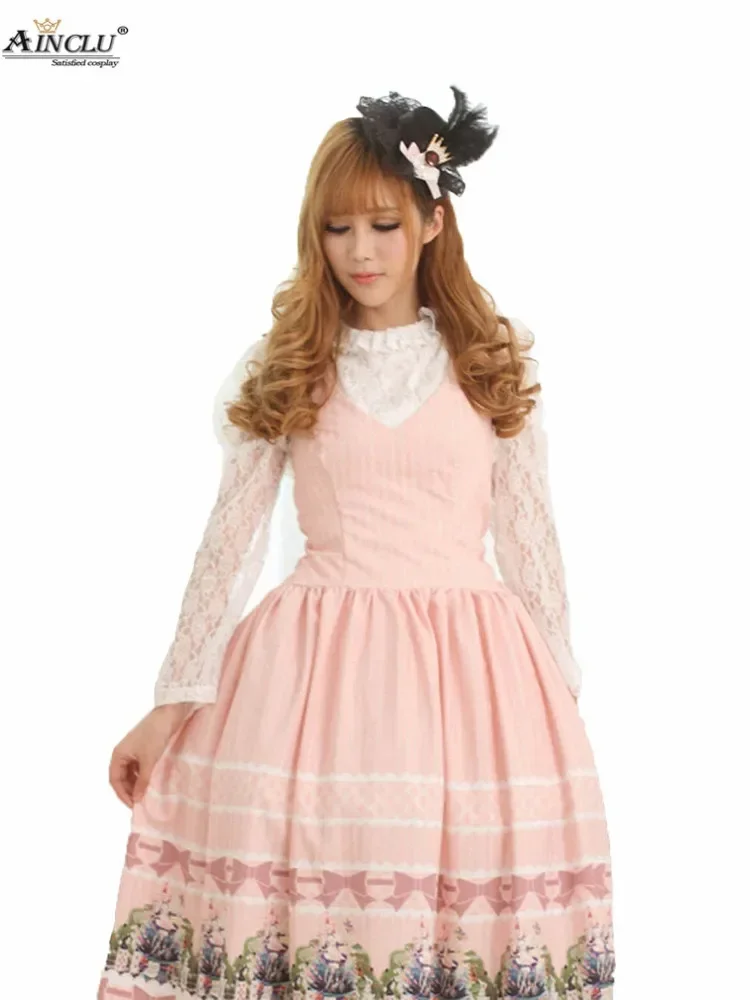 Ainclu Sweet Style Women's Pink Polyester Japanese Alice Dreamlike Ladylike Sweet Cute Princess Lolita Dress