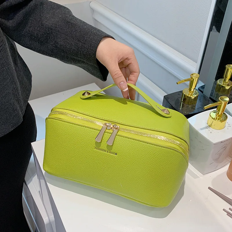 

Простая косметичка для женщин, новая, большая вместимость, водонепроницаемая, с узором «личи», для хранения туалетных принадлежностей, дорожная сумка для косметики ﻿