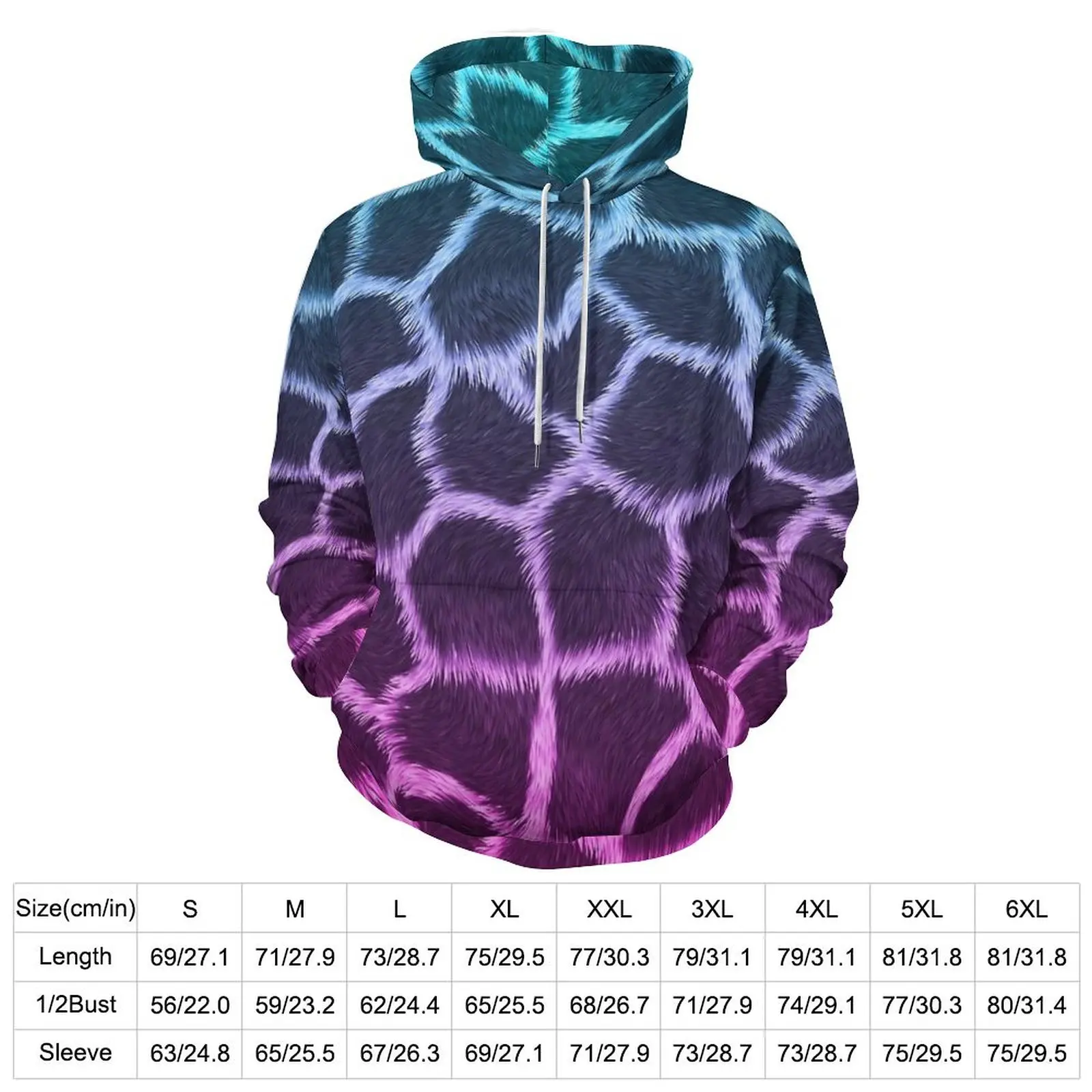 Blue Pink Giraffe Skin Print Casual Hoodies  Aesthetic Graphic Loose Hoodie Autumn Long Sleeve Harajuku Oversized Clothes