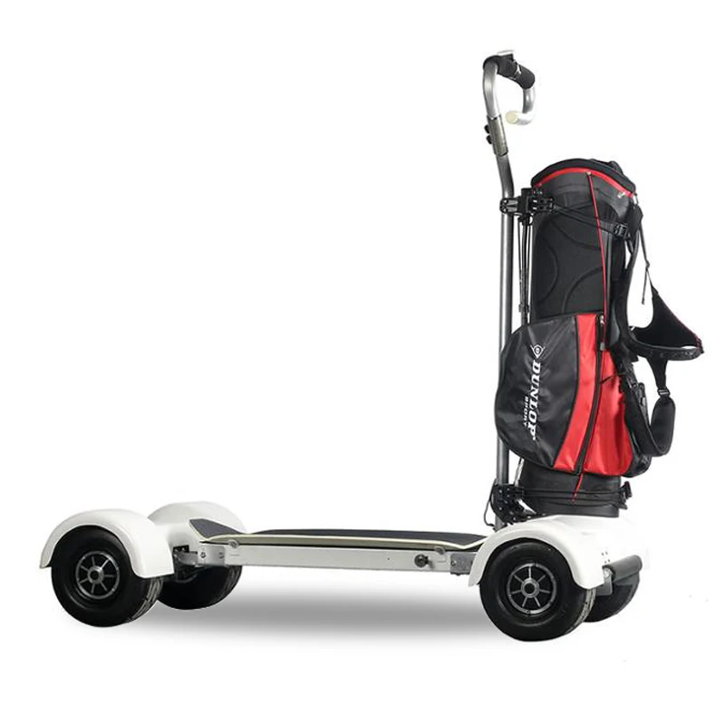 Mini Electric Golf Cart with Board Bag Holder, Durable Aluminum Push Pull Trolley Caddy, Foldable Golf Scooter Transporter