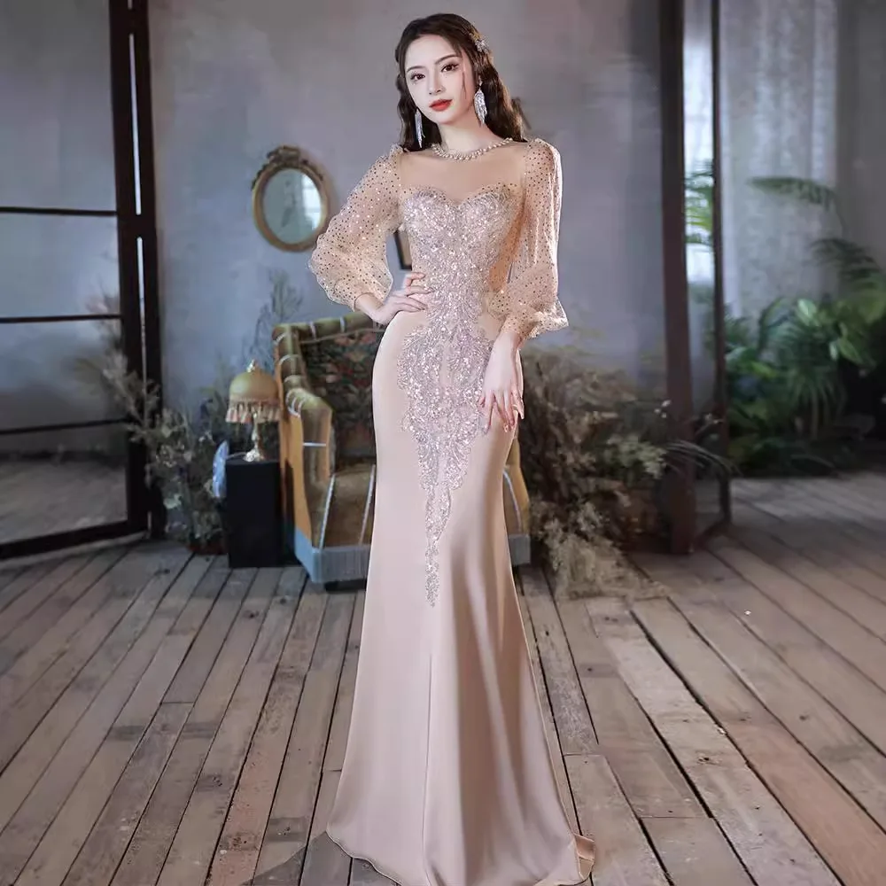 

Ele Long Sve Fi Tail Dr for Women Luxury Velvet Fabric mid Waist KTV Ball Gown Sle ort Sve Summer Dr