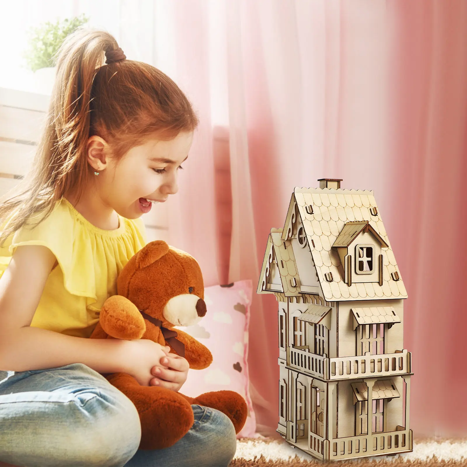 

3D Wooden House Puzzle Sturdy Construction Refined Texture Creative Gift for Adults 3D Puzzles for Adults House Puzzle