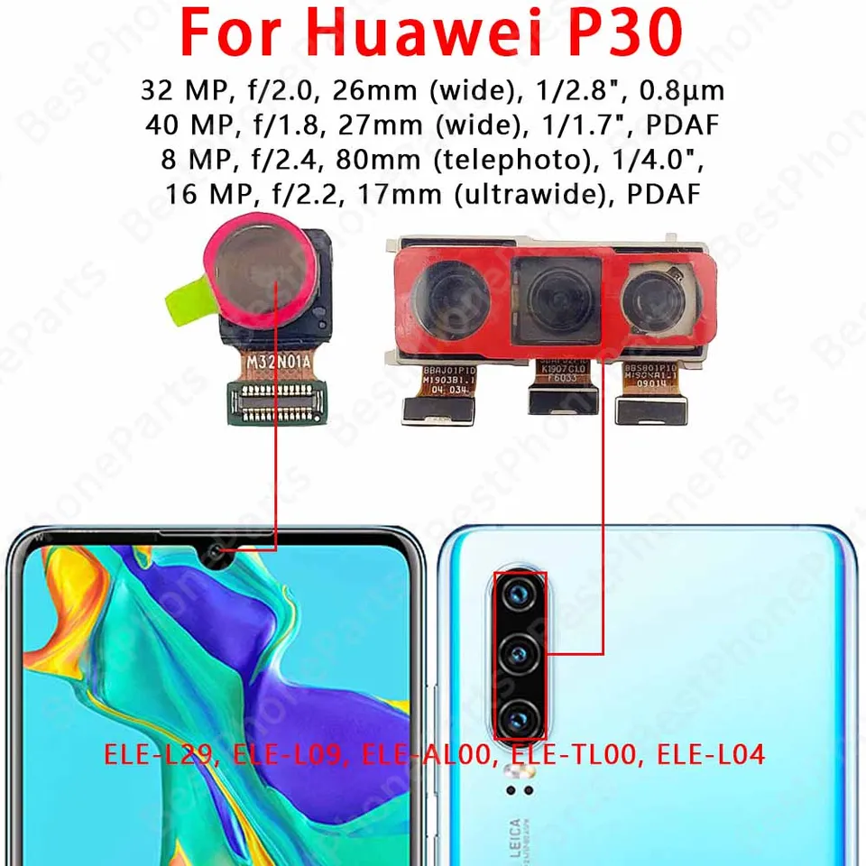 Front and Rear Back Camera For Huawei P30 Lite P30Lite Main Facing