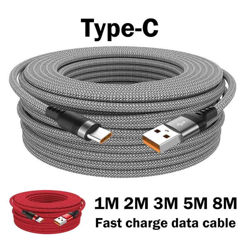 6A Type-C Cable Extended 8-Meter Super-Charging USB Cable Suitable for Huawei Xiaomi Switch SonyPs5 8M 5M 3M 2M 1.5M1M Datakabel