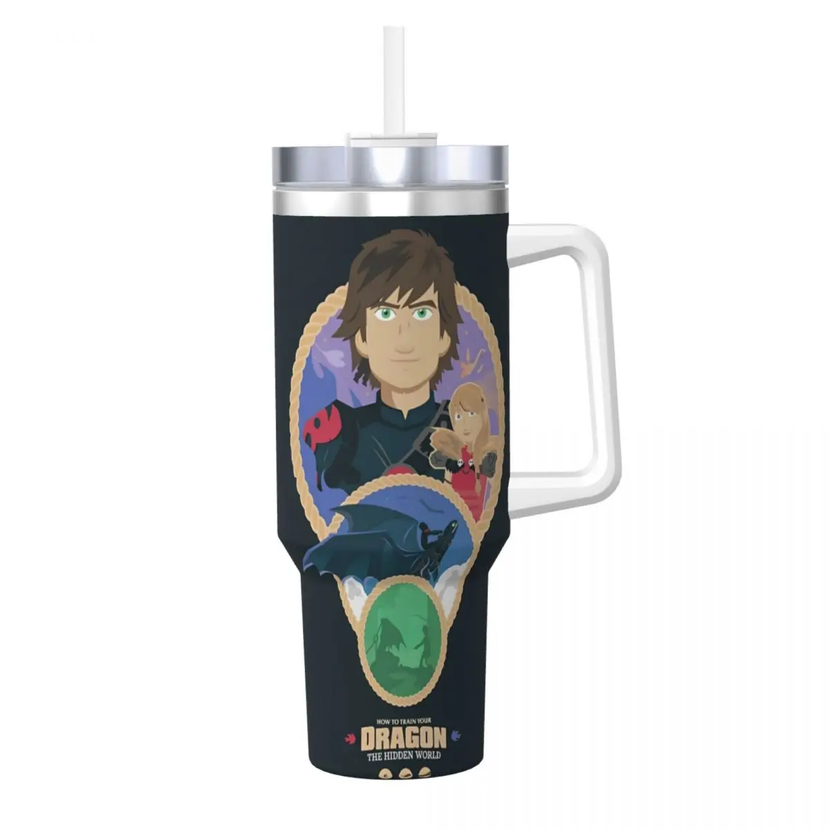 How To Train Your Dragon Stainless Steel Tumbler meme Travelist Mugs Cup 40oz Thermal Mug Portable Cold Drink Tea Water Bottle