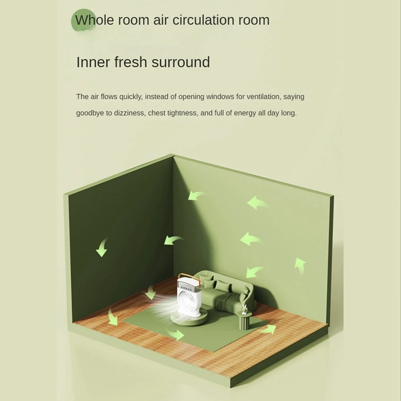 مروحة مكيف هواء شخصية USB ، مرطب صغير ، مروحة تضليل ، مصابيح LED بـ 7 ألوان ، مبرد محمول