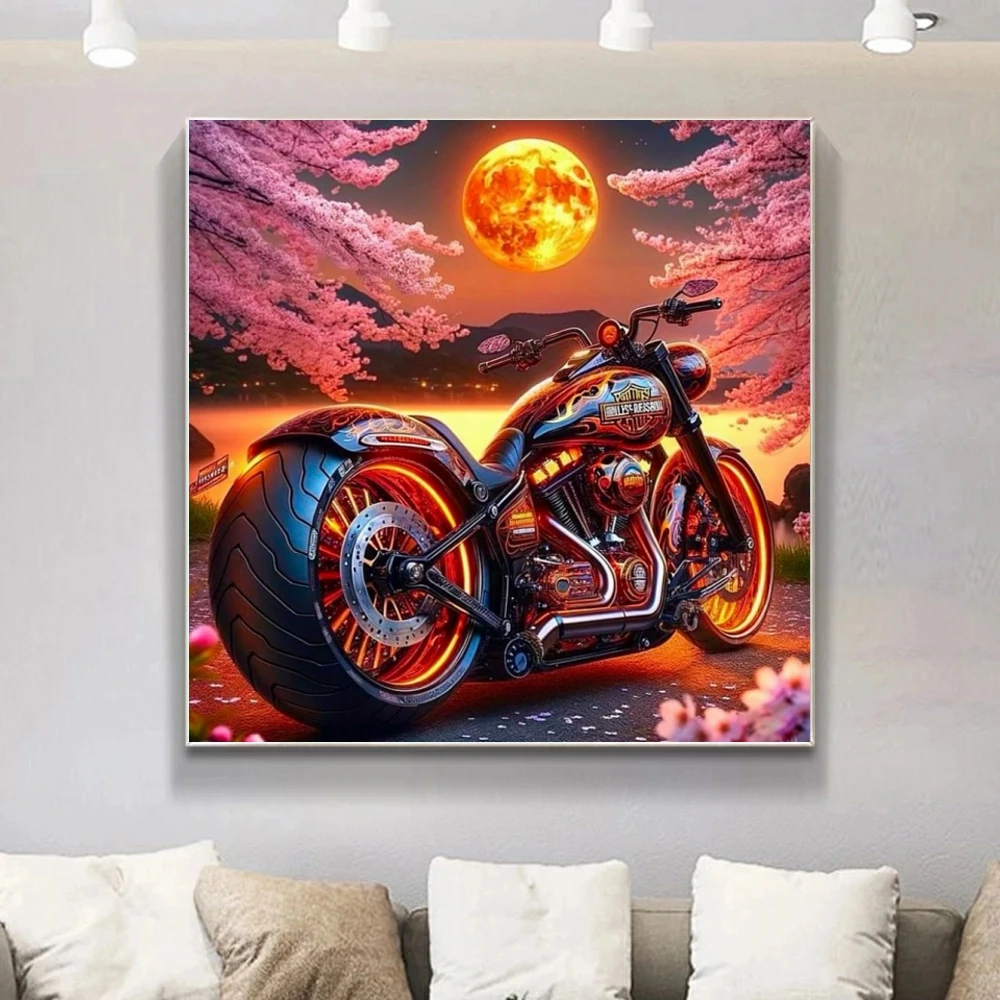 Motorrad Blume Landschaft 5D DIY Diamant Malerei Kreuz Stich Kunst Mosaik Volle Runde Stickerei Home Decor Wand Kunst Erwachsene Geschenk