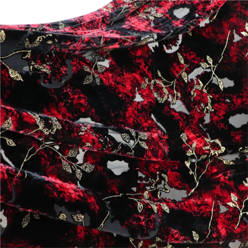 

Cross-border women's clothing textile fabric Woven rotten flower brocade viscose printed velvet