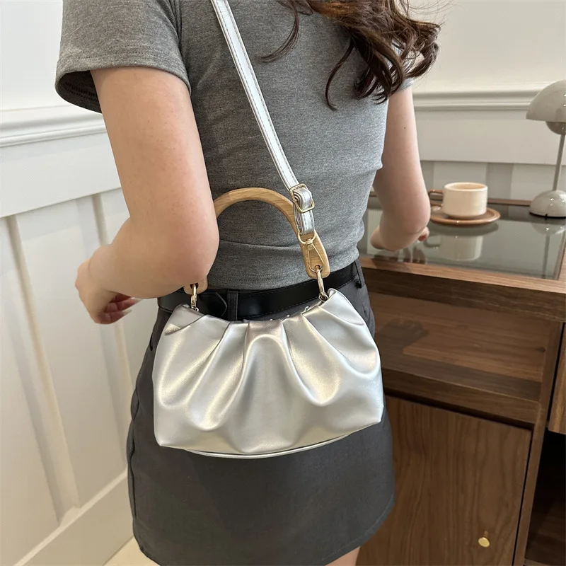 

Fashion Pleated Handlebags for Women PU Cloud Bags Leisure Armpit Bag Shopping Shoulder Bags Dumpling Female Crossbody bag