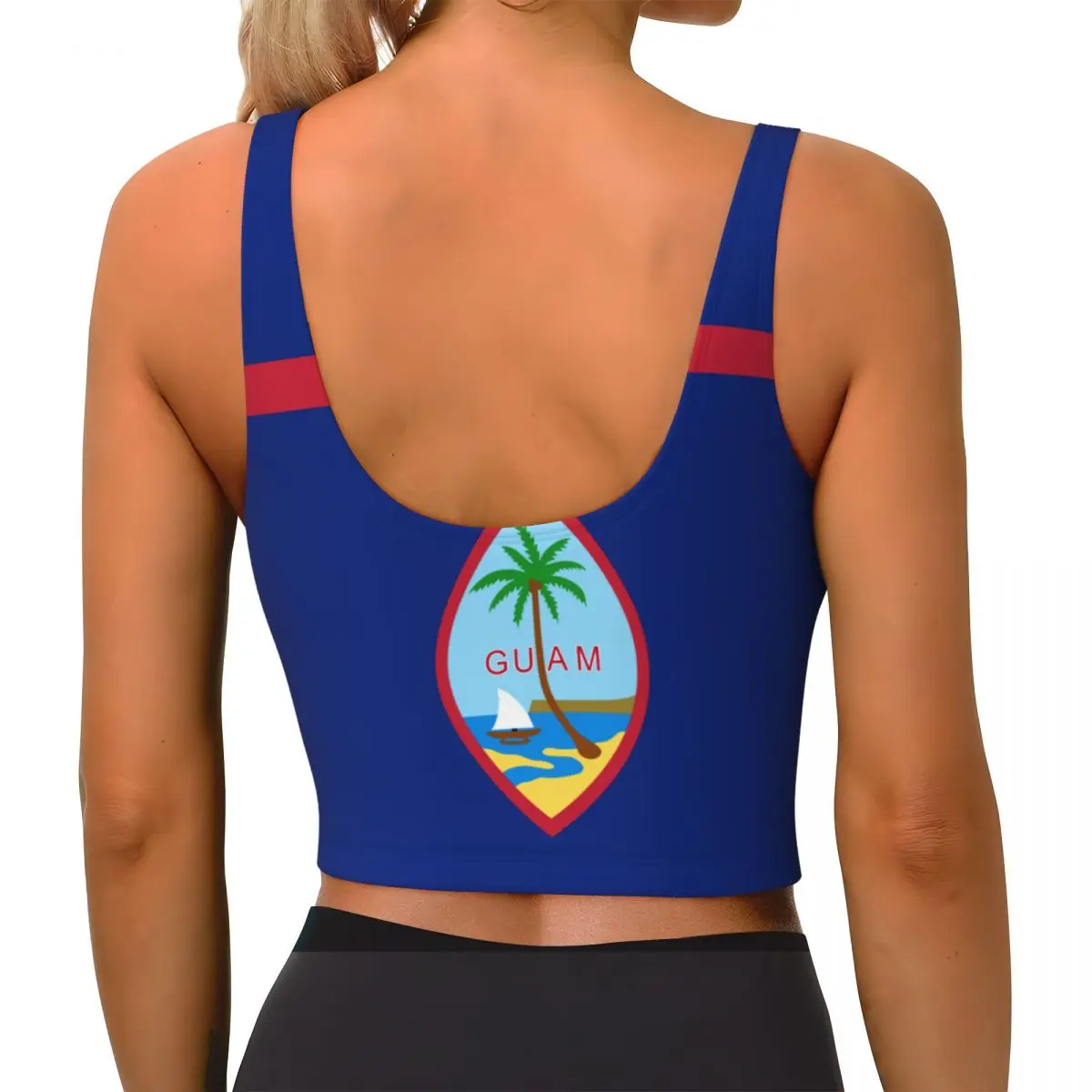 Chaleco de Yoga para mujer, Tops cortos deportivos para gimnasio, ropa de calle con bandera de Guam, camiseta sin mangas transpirable para entrenamiento para mujer