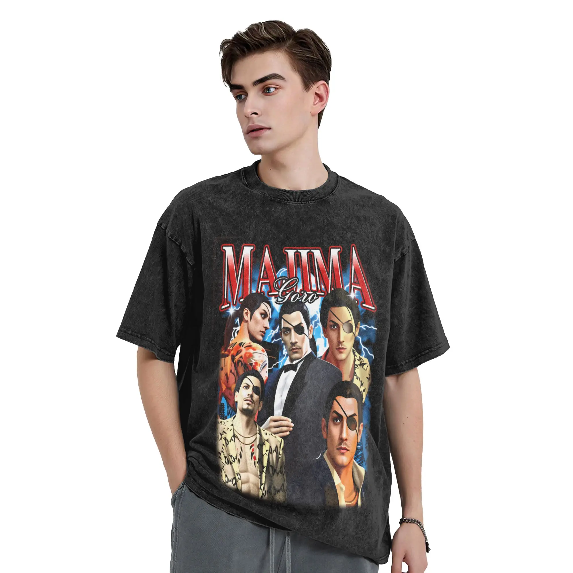 Yakuza Majima T Shirt  Hipster T Shirts Short-Sleeved Awesome Tshirt Summer Cotton Round Neck Plus Size Tees