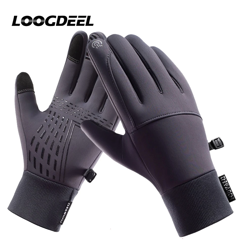 

LOOGDEEL Windproof Waterproof Touch Screen Gloves Outdoor Sports Running Skiing Fishing Bike Gloves Winter Warm Cycling Gloves