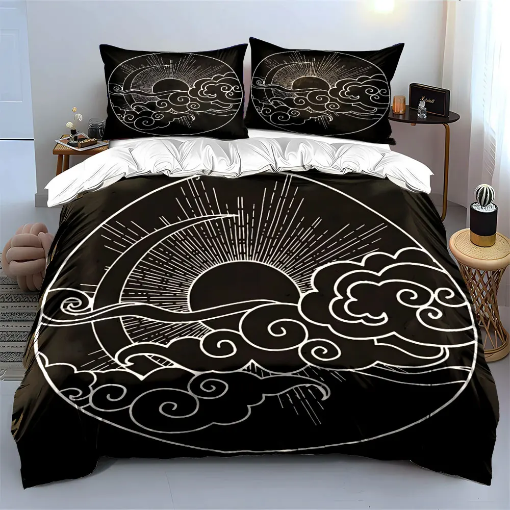 

Moon Sun Clouds Decoration Set Bedding Set with 1 Duvet Cover 2 Pillowcases Single Double King Queen, Gift