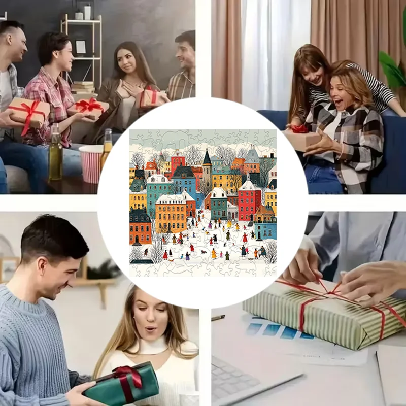 ปริศนาจิ๊กซอว์ไม้แฮปปี้ทาวน์ -เกมการศึกษาเพื่อการผ่อนคลายความเครียดเพื่อการตั้งใจและความสนุกสนาน