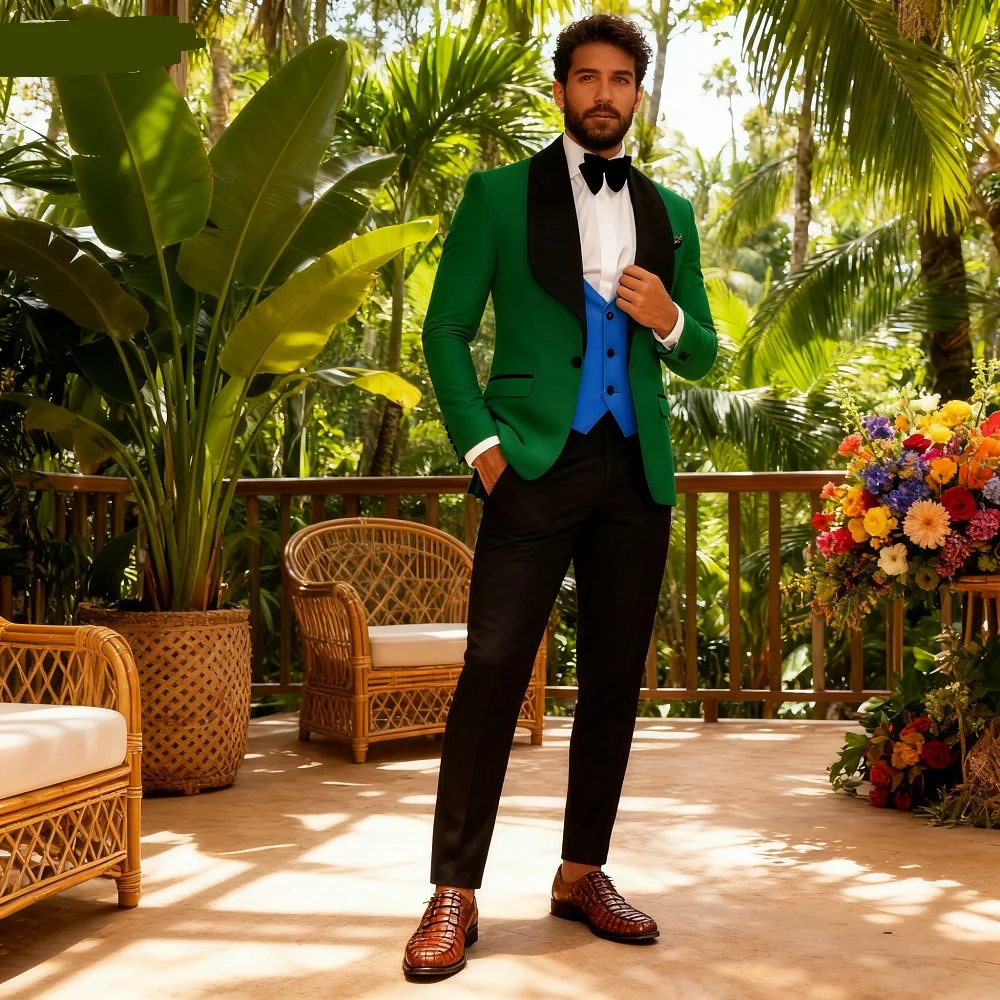 

Men's Suit Set Jacquard Floral Slim Fit including Jacket Vest And Pants with Paisley Pattern Suitable for Formal Occasions