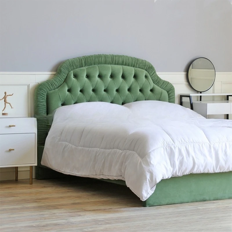 

American simple fabric buckle master bedroom double bed Nordic light luxury princess soft bed bedroom furniture