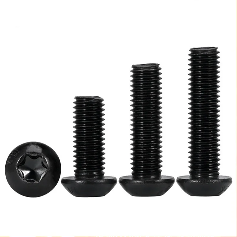 Torx M3 M4 M5 M6 M8 M10 Black Torx Button Six Lobe Pan Head Screw Grade 10.9 steel  Tamper Proof Security Torx Pan Head Screw