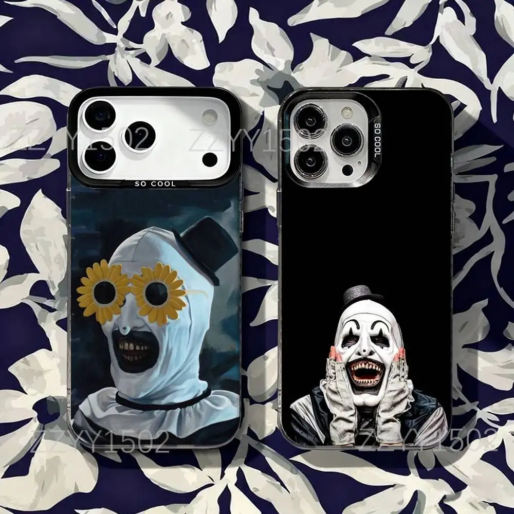 

T-TerrifierS Clown HORROR Matte Fingerprint Proof Phone Case For iPhone 17,16,15,14,13,12,X,8,Pro,Max,Plus,SE4,Air,Mini