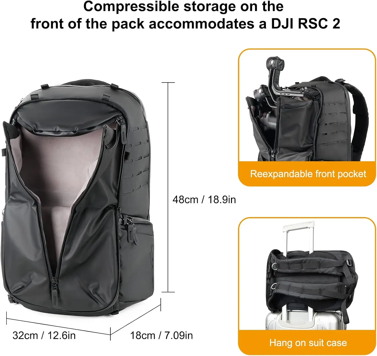 Besnfoto Expandable Camera Bag Waterproof Photography Backpack Quick Side Access Travel Case for DSLR Mirrorless Lens Drone