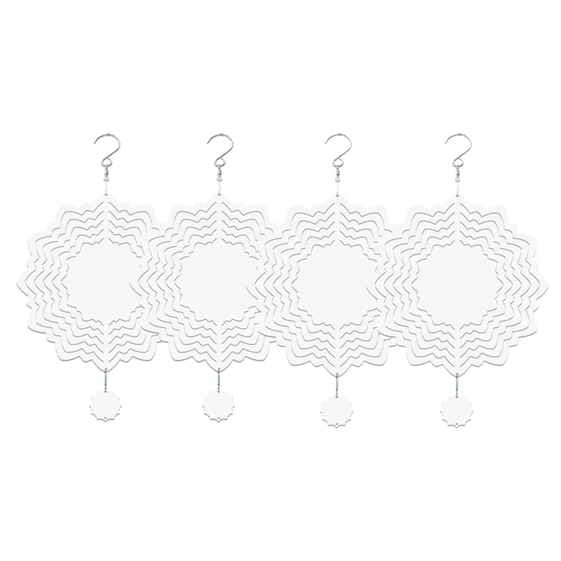 

4Pcs 8 Inch Sublimation Wind Spinner Blank Sublimation Blanks Wind Sculpture Hanging Ornament For Yard Garden Decoration-New