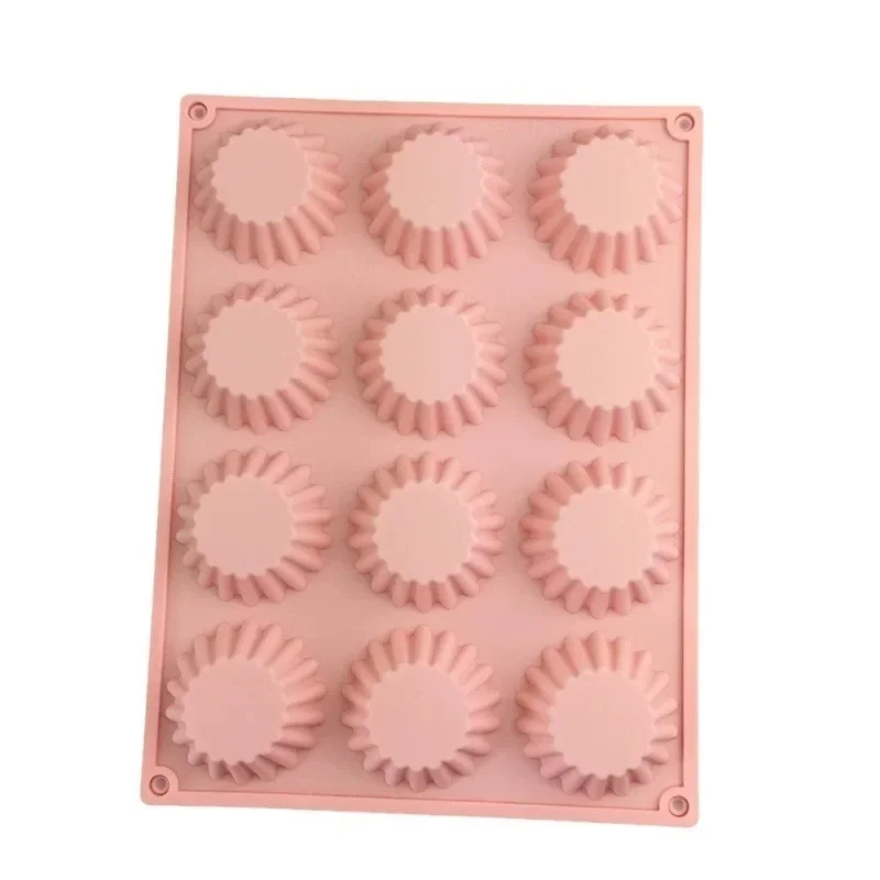 12 Cavity Round Silicone Muffin Cup Mold Cake Chocolate Egg Tart Baking Tray Silicone Cake Mold Bread Biscuit Dessert Bakeware