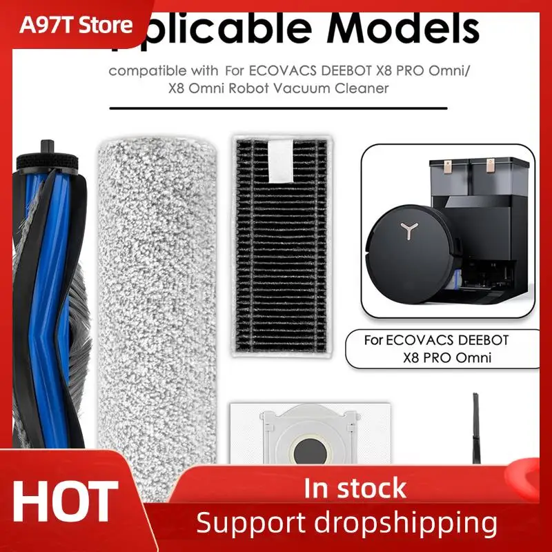 A97T For ECOVACS DEEBOT X8 PRO Omni/ X8 Omni Robot Vacuum Cleaner Main Side Brush Hepa Filter Accessories Set