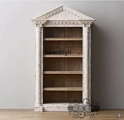 

American, French solid wood furniture, retro solid wood old bookcase