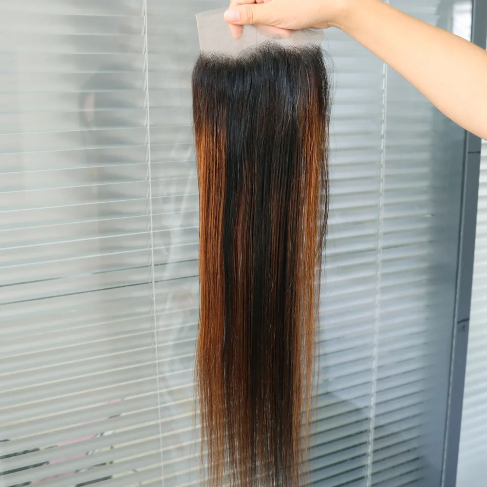 100% عذراء ريمي الشعر البشري الدانتيل إغلاق أمامي 13x4 13x6 أمامي 4x4 5x5 الدانتيل إغلاق تسليط الضوء على البيانو اللون 1B/30 شقراء