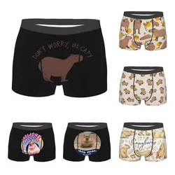 Boxer da uomo mutandine animali divertenti Capybara intimo a vita media mutande divertenti maschili Spandex poliestere animale