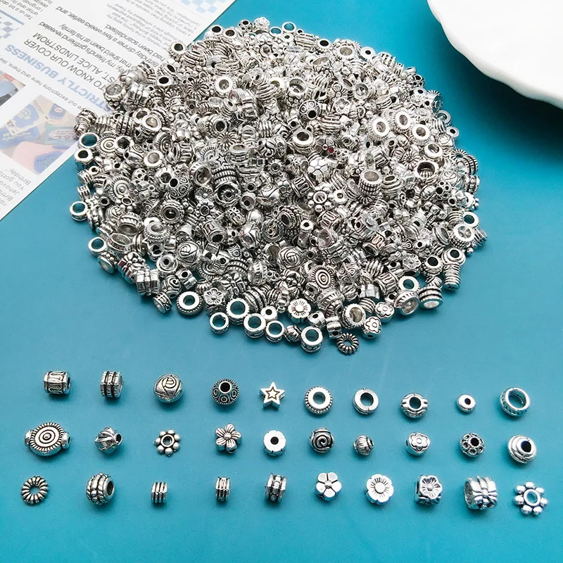 30pcs/lot Tibetan Antique Silver Color Hollow Ball Metal Beads Spacer Beads for Jewelry Making DIY Bracelet Nekclace