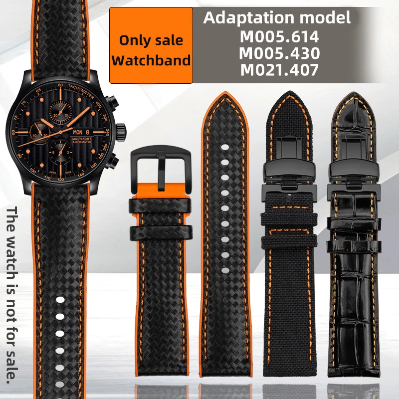 

For Mido Multifort M005.430 M005.614 Commander M021.407 Watchband Black Orange Line Fashion Strap 20 21 22 23mm Waterproof Belt